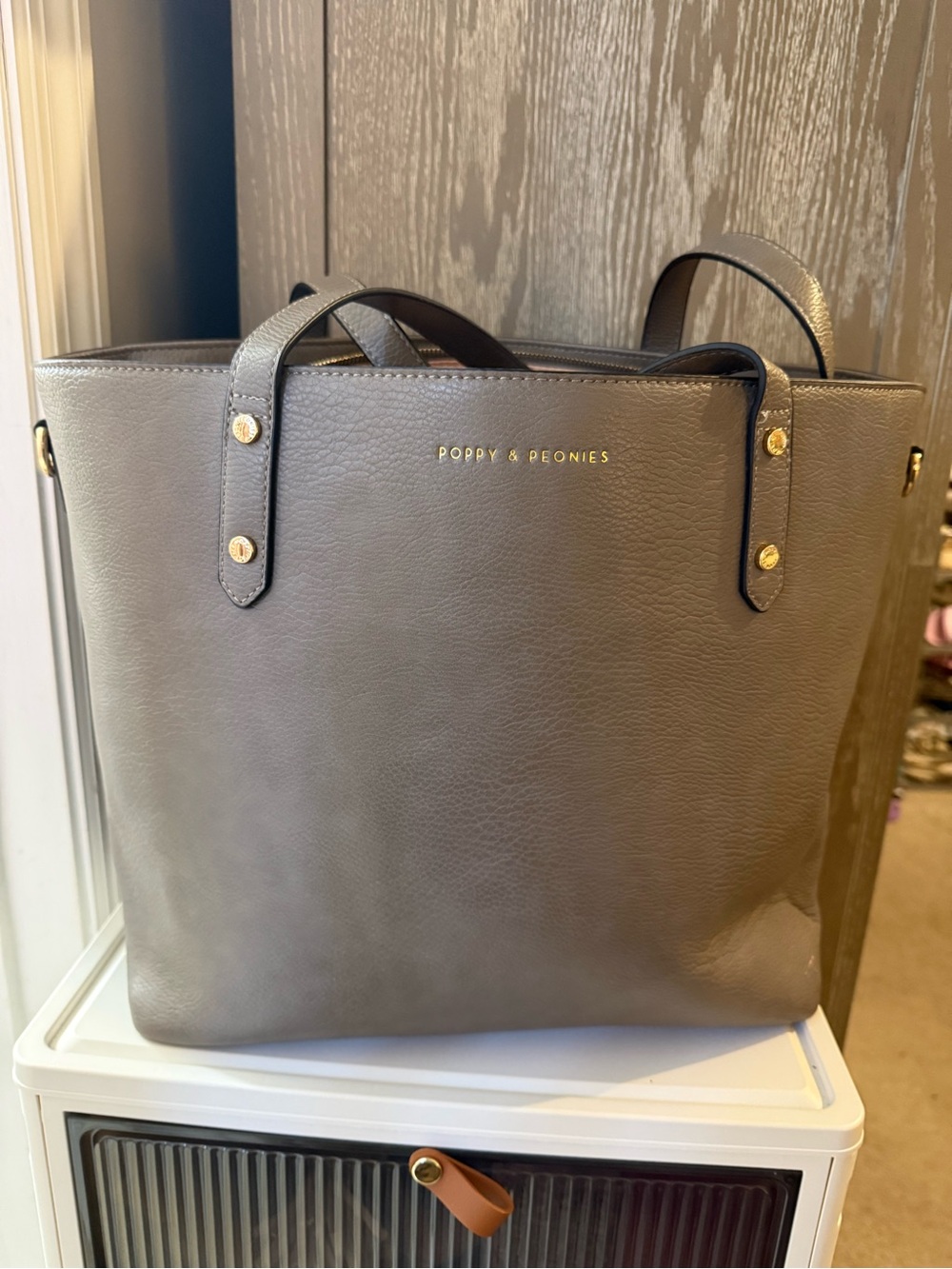 Poppy & Peonies Gray Go Getter Tote Bag